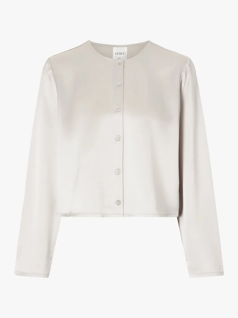 LESET Barb cropped satin cardigan