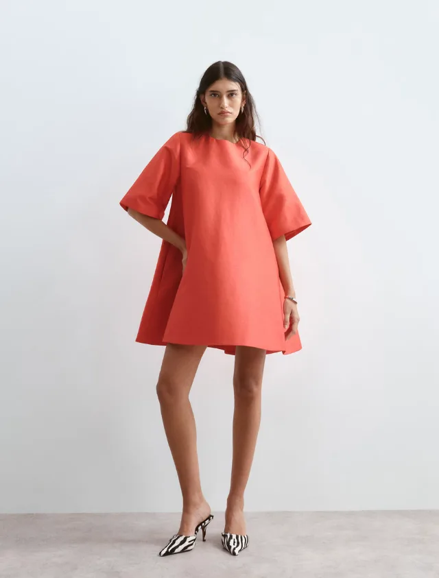 Orange shift dress