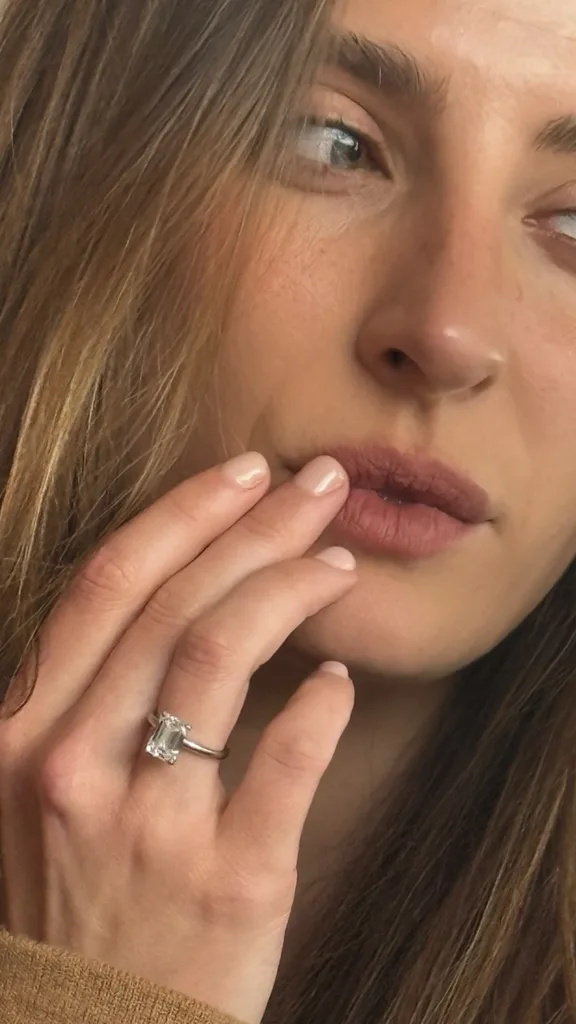 Rebecca Harding showing her engagement ring