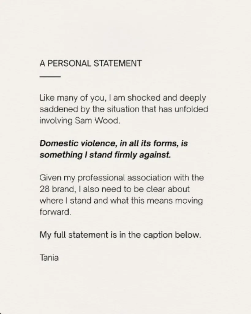 Tania Monk's statement about the Sam Wood case