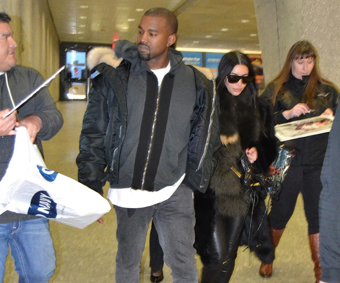 kanye west kim kardashian airport