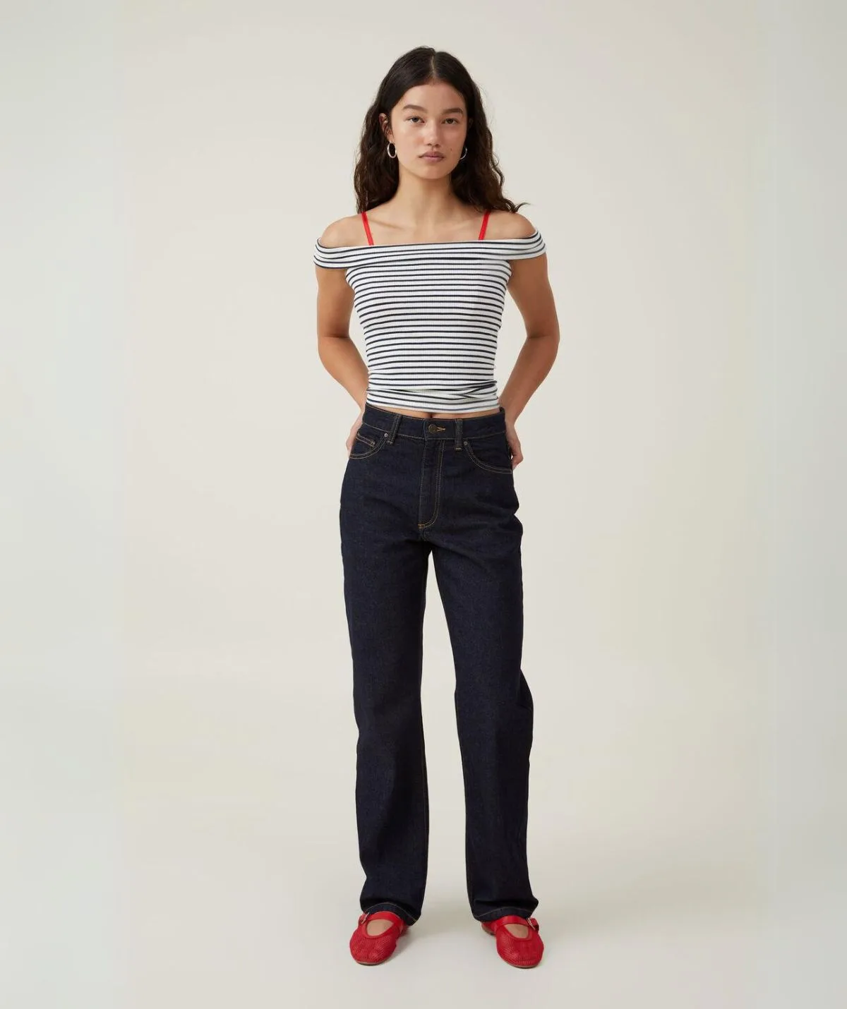 straight leg jeans 
