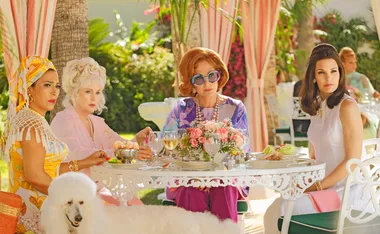 Alison Janney and Leslie Bibb take us behind the scenes of 1960s period comedy Palm Royale