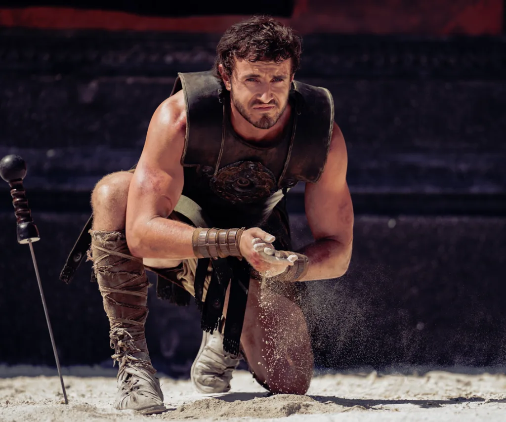 A screengrab of Paul Mescal in his Gladiator character.