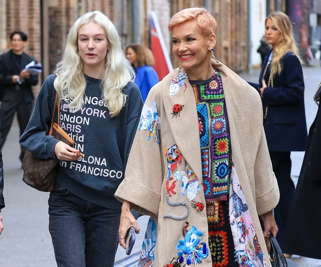 Jess Rowe and daughter Allegra at Australian Fashion Week. 