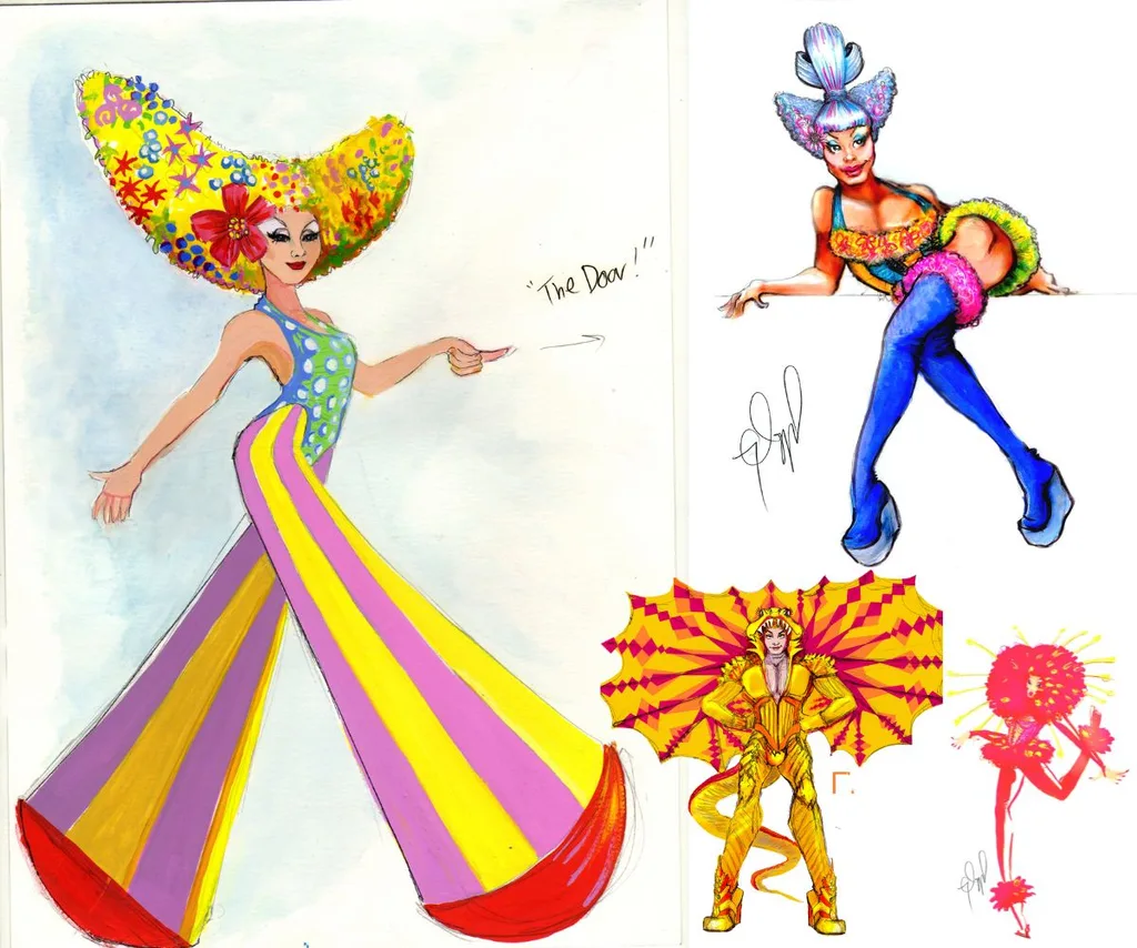 Tim's sketches are bright and imaginative