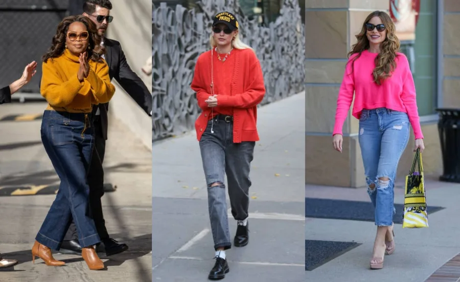 celebrities look great in brightly coloured sweaters
