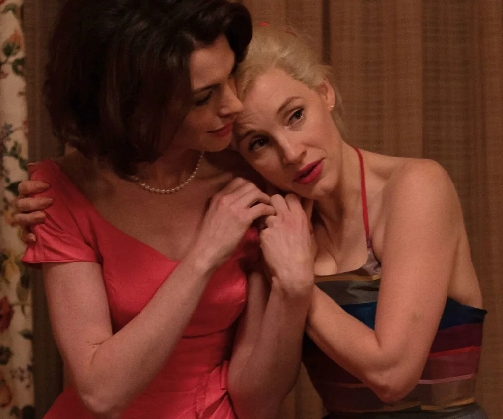 Anne Hathaway and Jessica Chastain in Mother's Instinct.