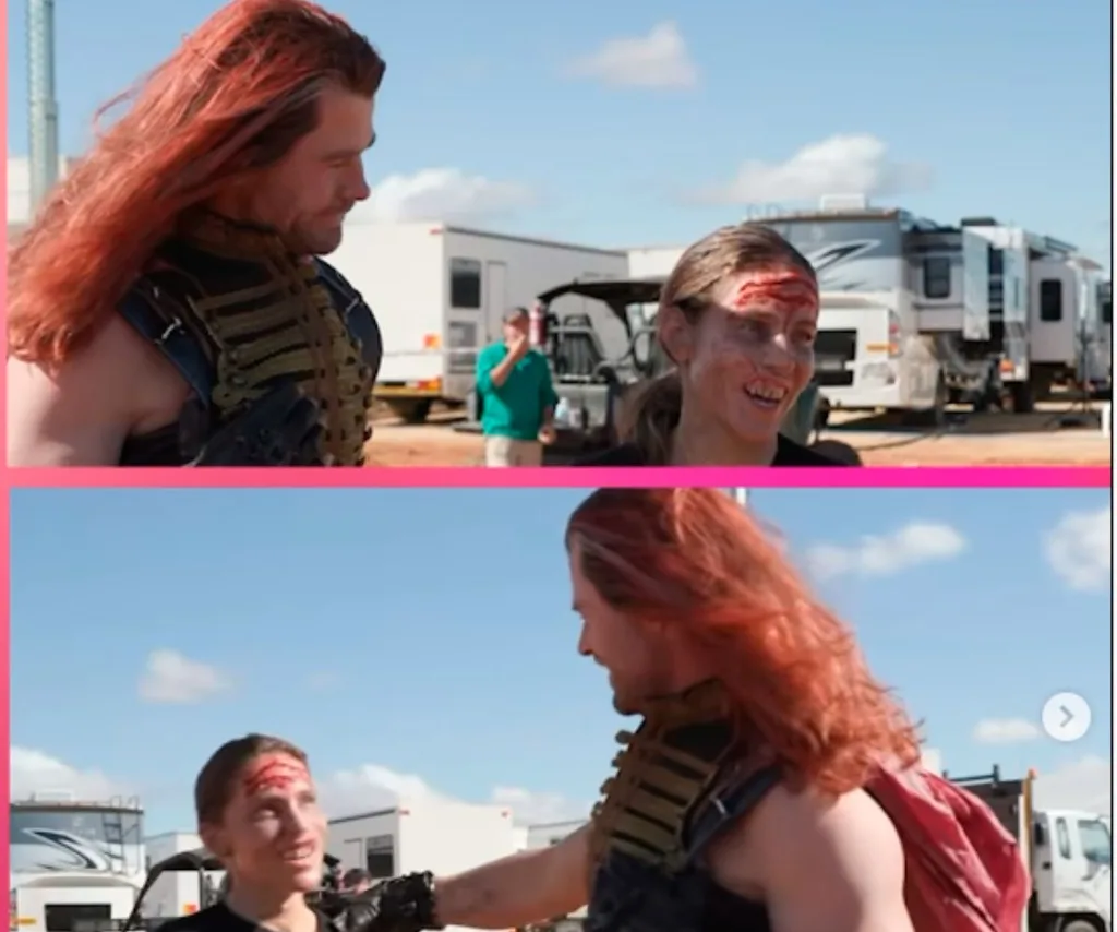 Elsa and Chris Hemsworth on set for Furiosa: A Mad Max Saga