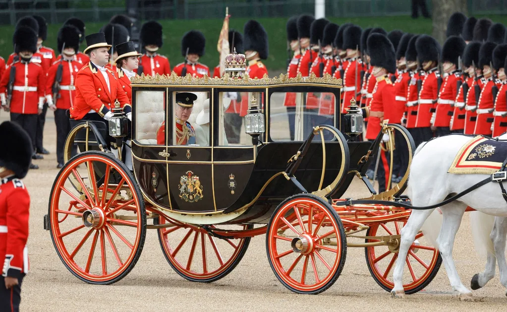 King Charles III during Trooping the Colour at Horse Guards Parade.