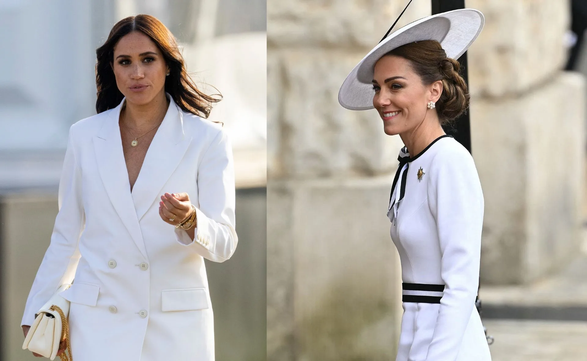 Meghan Markle and Kate Middleton wear white
