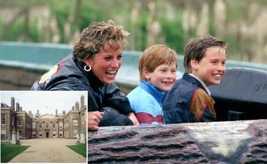 althorp house with smiling princess diana and her two young princes