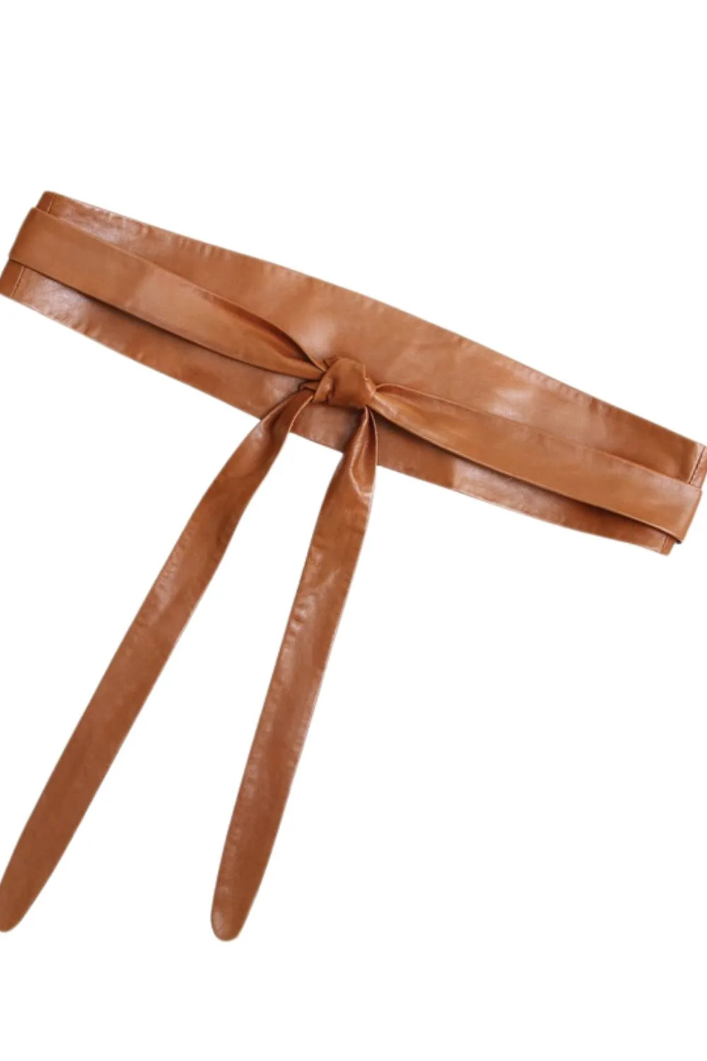 Leather wrap belt in tan from Belle & Bloom at The Iconic