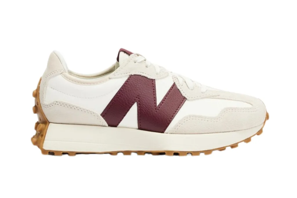 Image of New Balance 327 Standard Fit sneakers in cream and burgundy