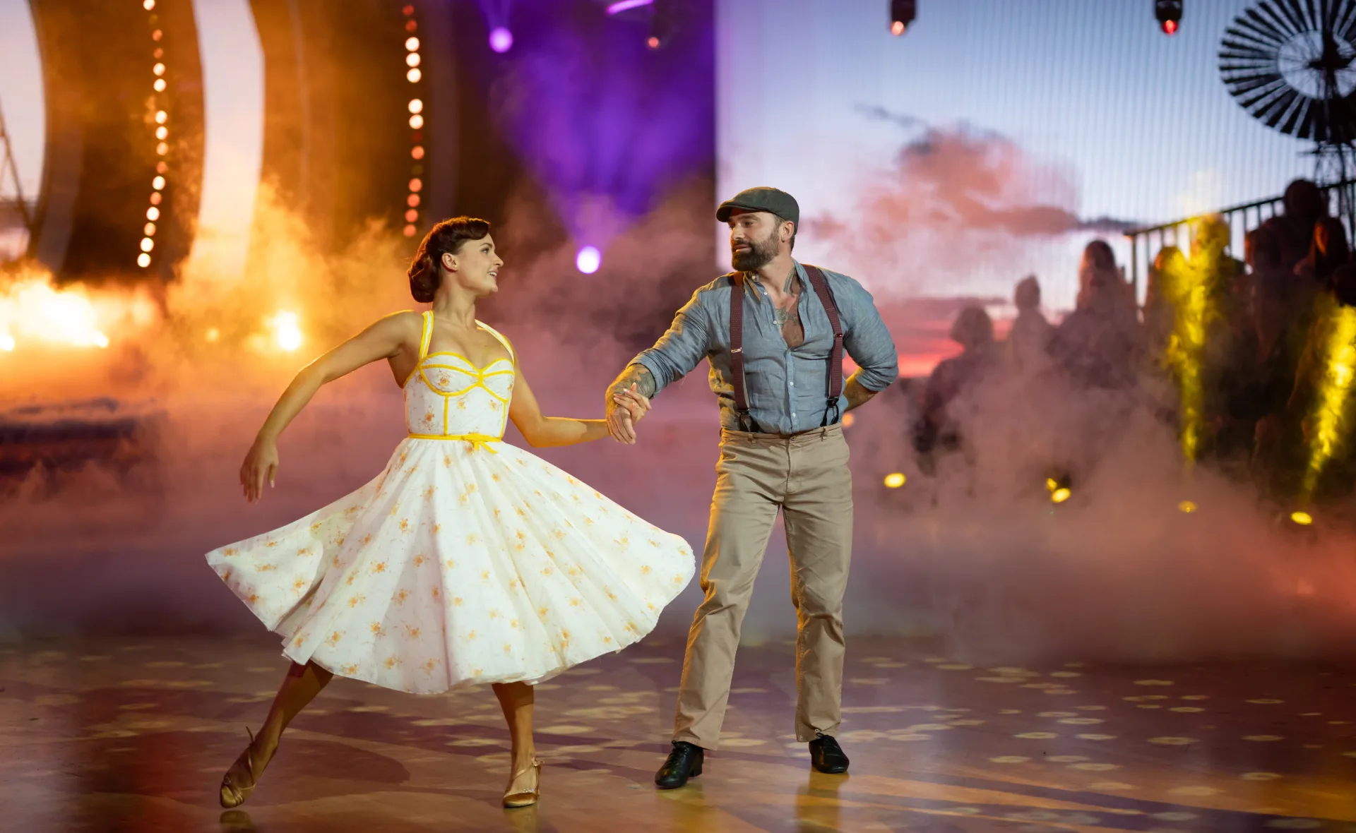 Ant Middleton dancing on set of Dancing with the Stars with dance partner, Alexandra Vladimirov