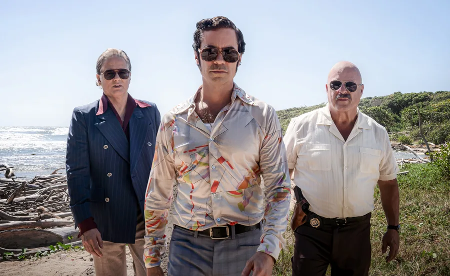 Yul Vazquez, Danny Pino and Michael Chiklis in promotional image for new series, Hotel Cocaine