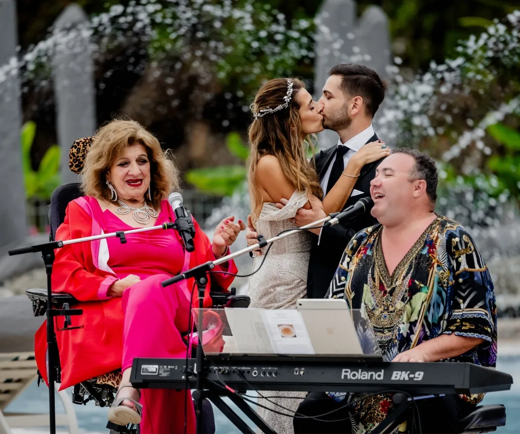 Maria Vanuti singing at her daughter's wedding.