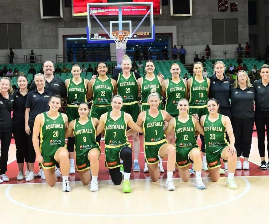 The Australian women's basketball team the Opals at the 2024 Olympic games.