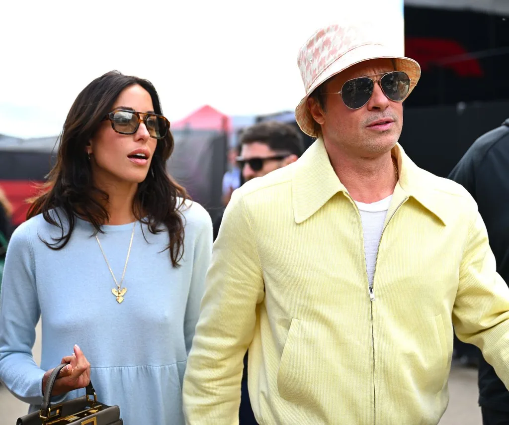 Brad Pitt and girlfriend Ines de Ramon at the 2024 British Grand Prix. 