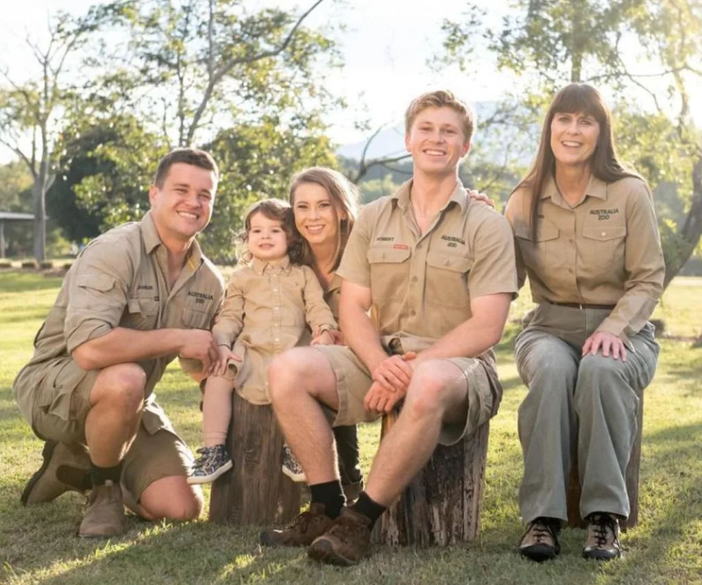 Irwin family smiles outside for a pic