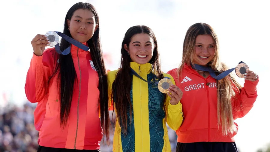 Australian Arisa Trew wins gold in women's skateboarding making her the youngest gold medallist from the country at 14