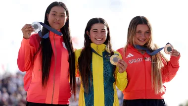 Australian Arisa Trew wins gold in women's skateboarding making her the youngest gold medallist from the country at 14