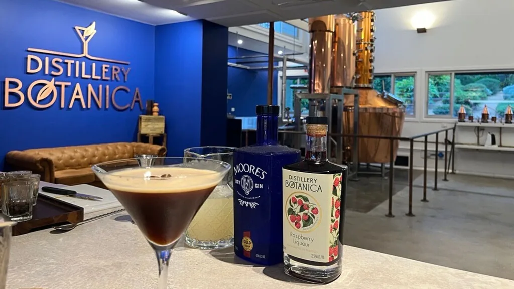 An espresso martini made in the cocktail making class at Distillery Botanica.