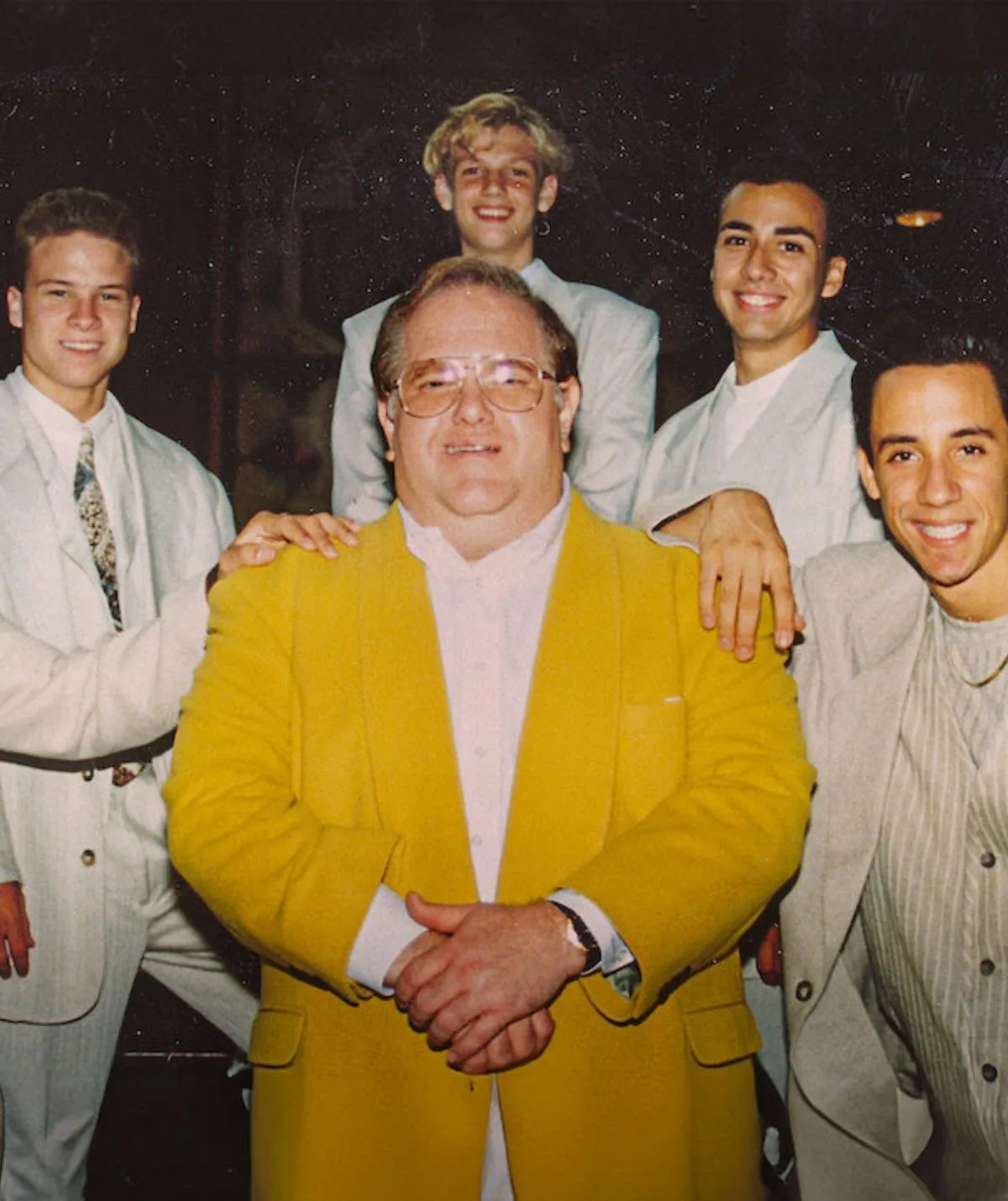 backstreet boys with lou pearlman their manager in the 90s.