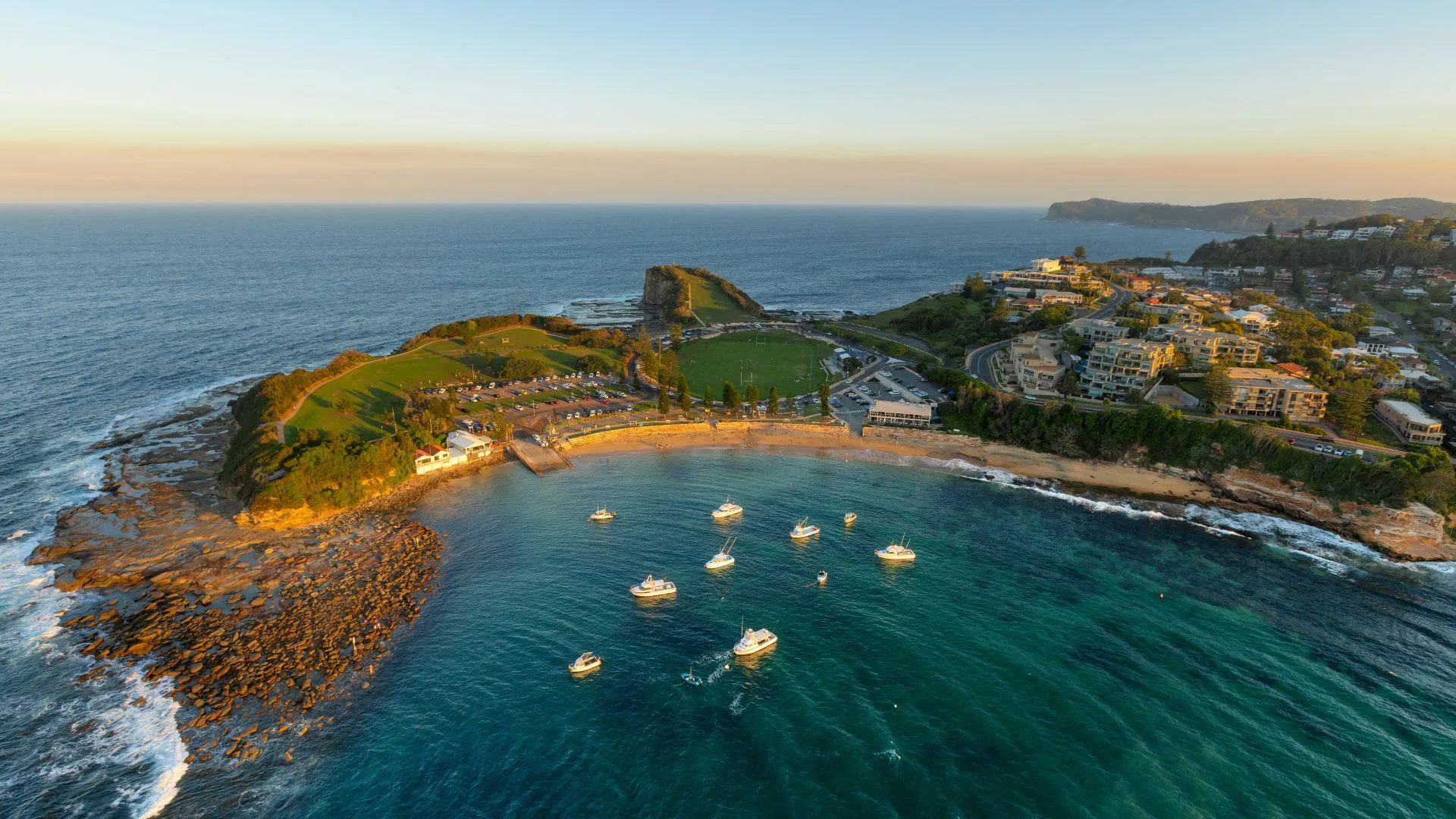 terrigal headland view at sunset