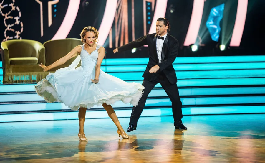 Samantha Jade dancing with partner on Dancing With The Stars