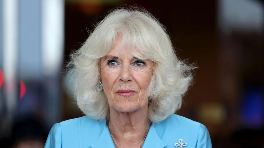 queen camilla wears blue looks into the unknown