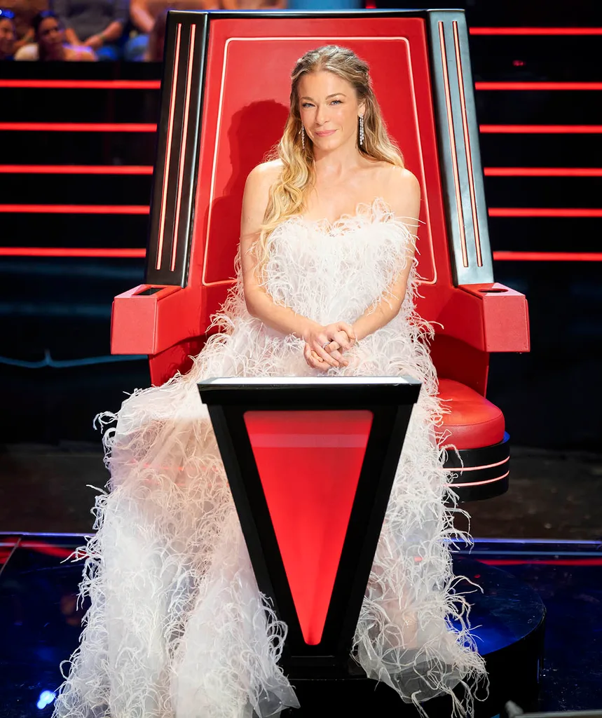 LeAnn sits in the famous spinning red chair from The Voice Australia.