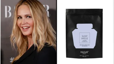 Elle Macpherson and sachet of tea