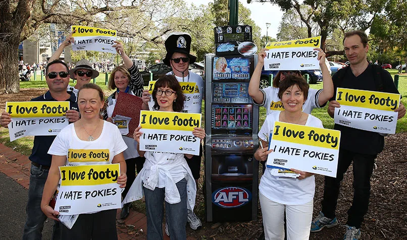 Libby Mitchell and group members of Alliance for Gambling Reform Anti-Pokies