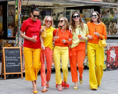 women wearing coloured outfits