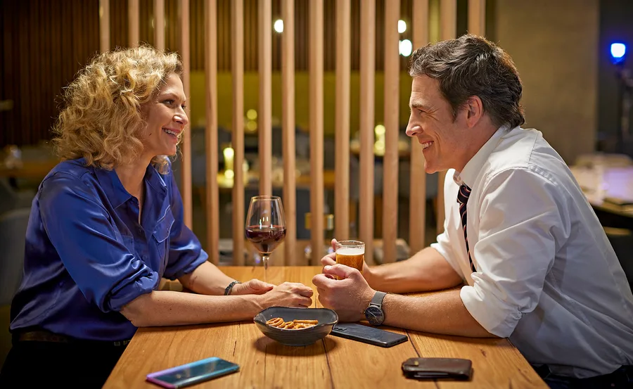 Dylan (Stephen Peacocke) and Holly (Leanna Walsman) in Human Error.
