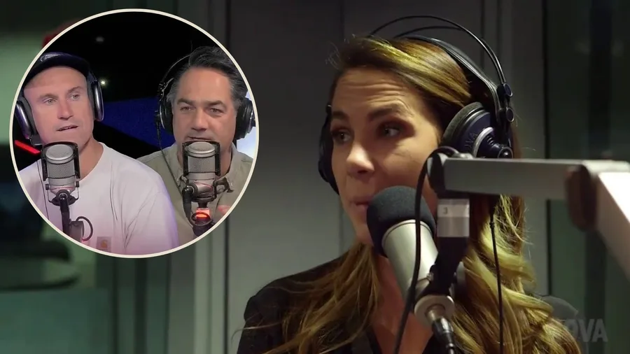 Kate Ritchie, Ryan Fitzgerald and Michael Wipfli recording their radio show Fitzy and Wippa with Kate Ritchie.
