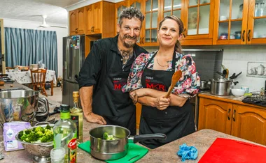 Siblings Danny and Sonia are standing in their kitchen as they prepare for their instant restaurant.