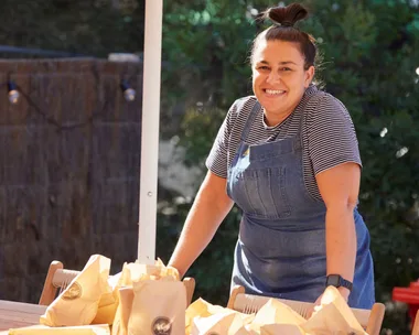 An image of a smiling Tina, the barista from The Block.