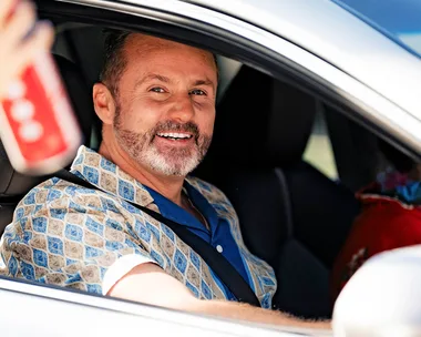 Toadie in car driving