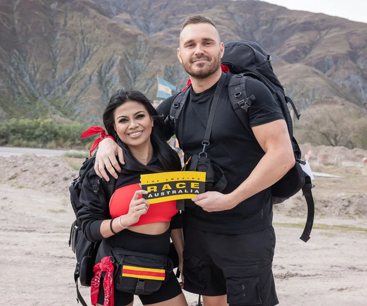 Cyrell Paule and Eden Dally on The Amazing Race Australia 2024 Celebrity Edition.