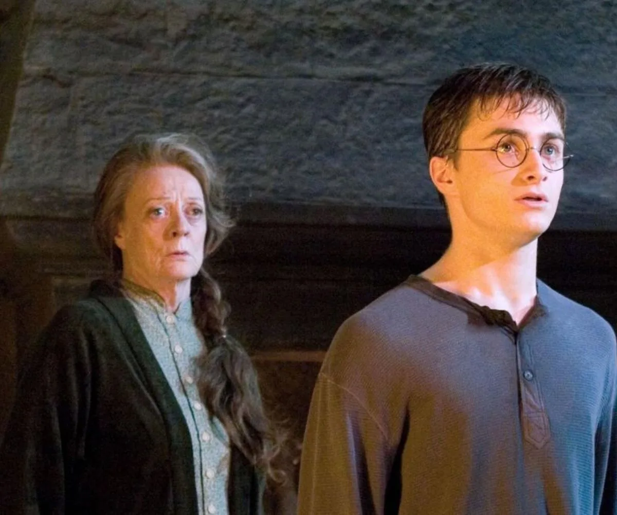 Maggie Smith and Daniel Radcliffe in Harry Potter.