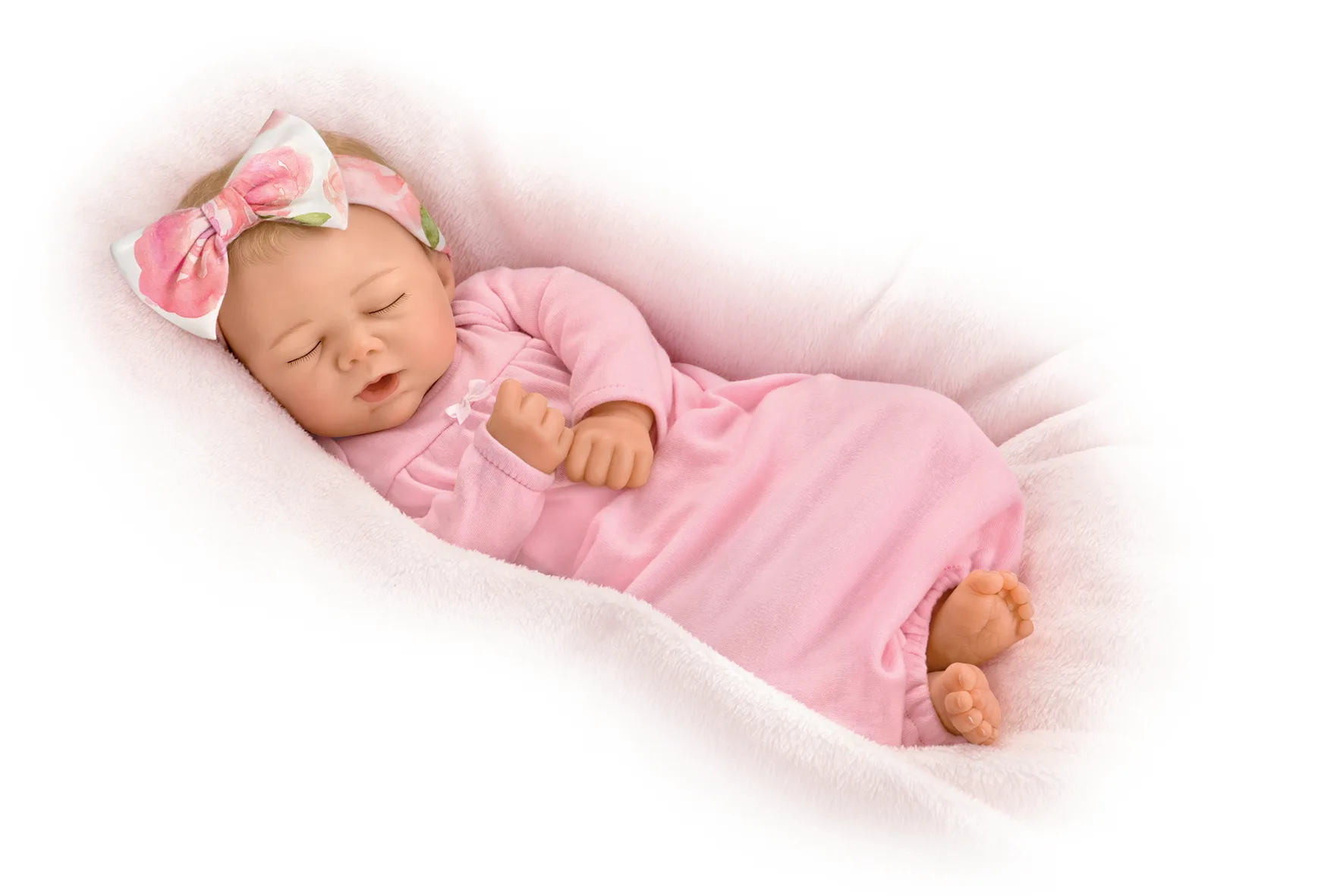 Bradford Exchange "Rosie" Baby Doll With Custom Swaddle Blanket