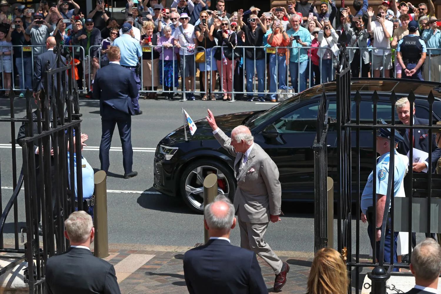 king charles greets the crowds