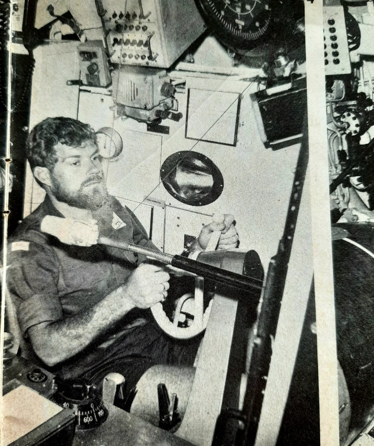 Colin Ware in a submarine.