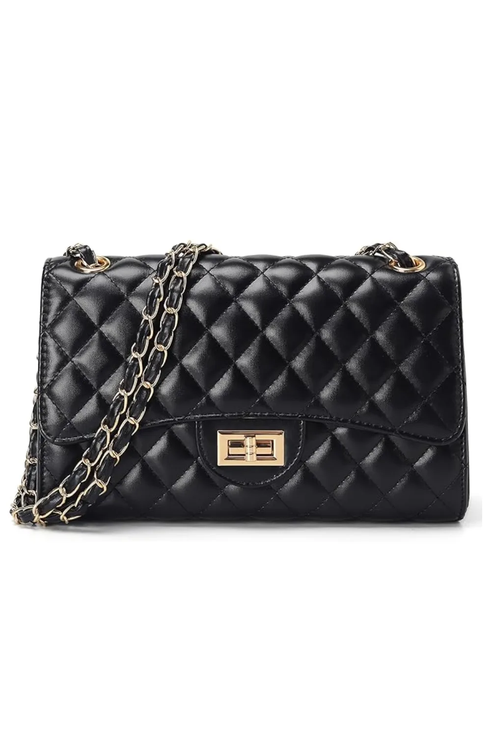 DIUY Quilted Leather Crossbody Bags for Women Trendy Ladies Shoulder Purse Satchel HandBag with Chain Strap
