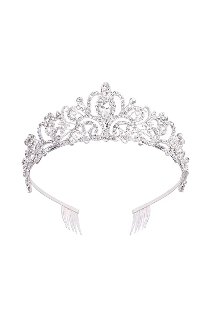 Didder Silver Crystal Tiara Crown Headband Princess Elegant Crown with combs for Women Girls Bridal Wedding Prom Birthday Party