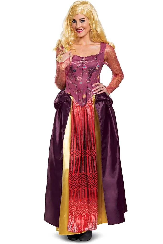Disguise womens Sarah Sanderson Costume, Deluxe Official Hocus Pocus Sarah Dress Adult Sized Costumes, As Shown, Women s Size Large 12-14 US
