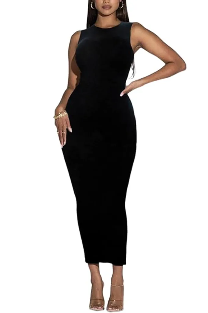 Women's Summer Long Bodycon Dress - Casual Basic Club Party Sleeveless Tank Sheath Dresses