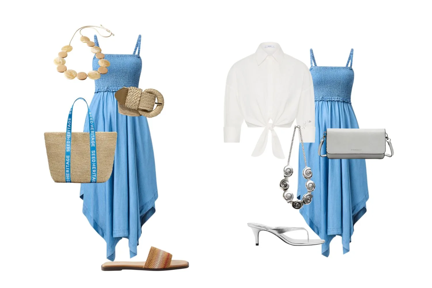 blue beach dress styled two ways